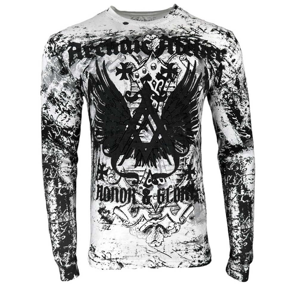 Archaic By Affliction Men's Long Sleeve T-shirt Achilles Wings Cross S-4XL